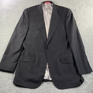 Tiglio Rosso Suit Jacket Mens 44L Black Super 150s Italian Made Italy Blazer
